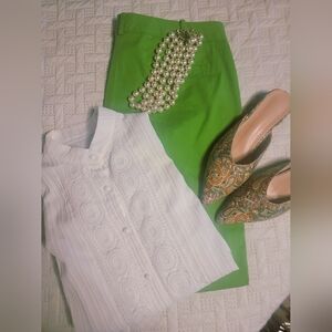 Talbots Green Cropped Chinos Nwt Size 16